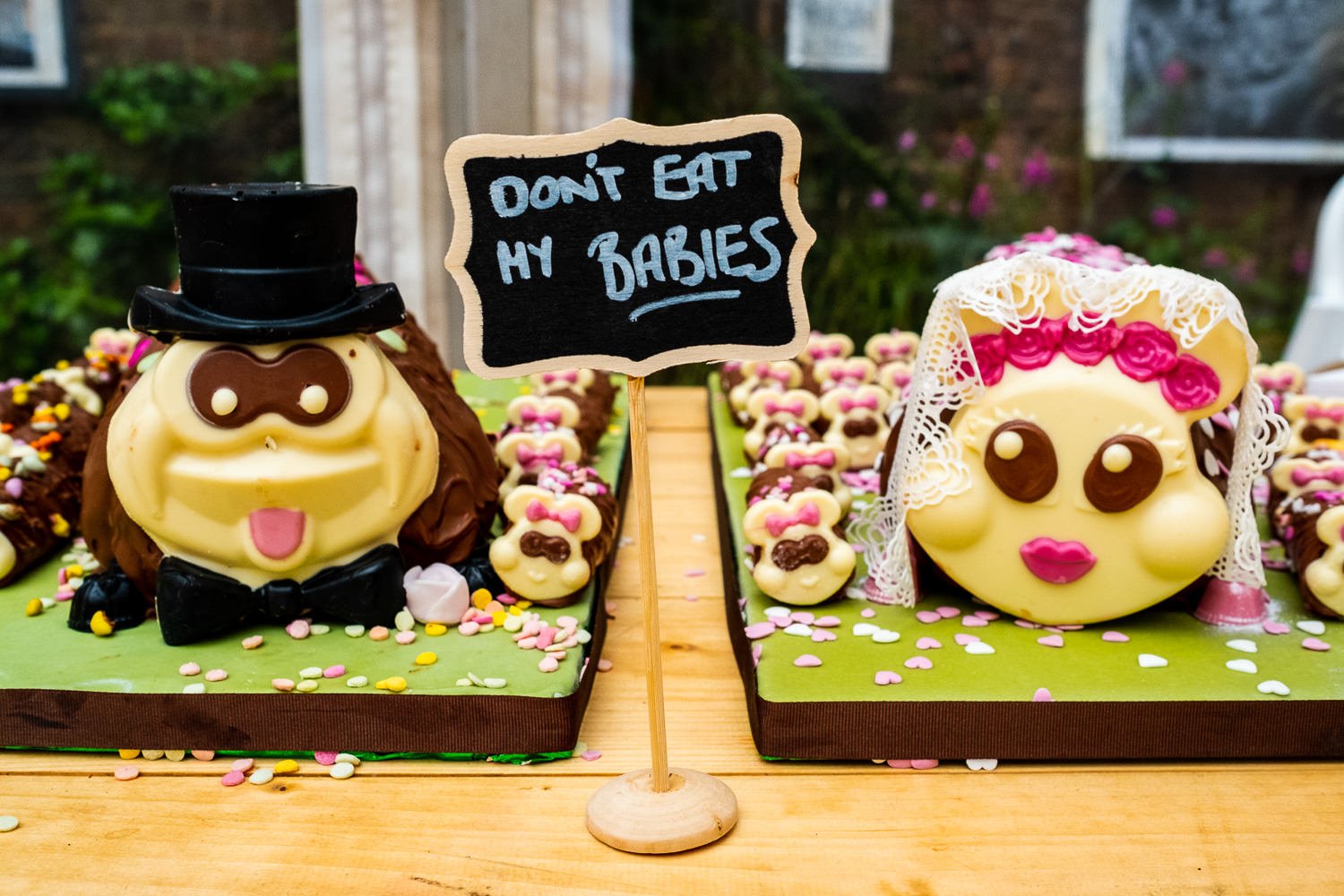 Caterpillar cakes at St Luke's Bombed Out Church wedding