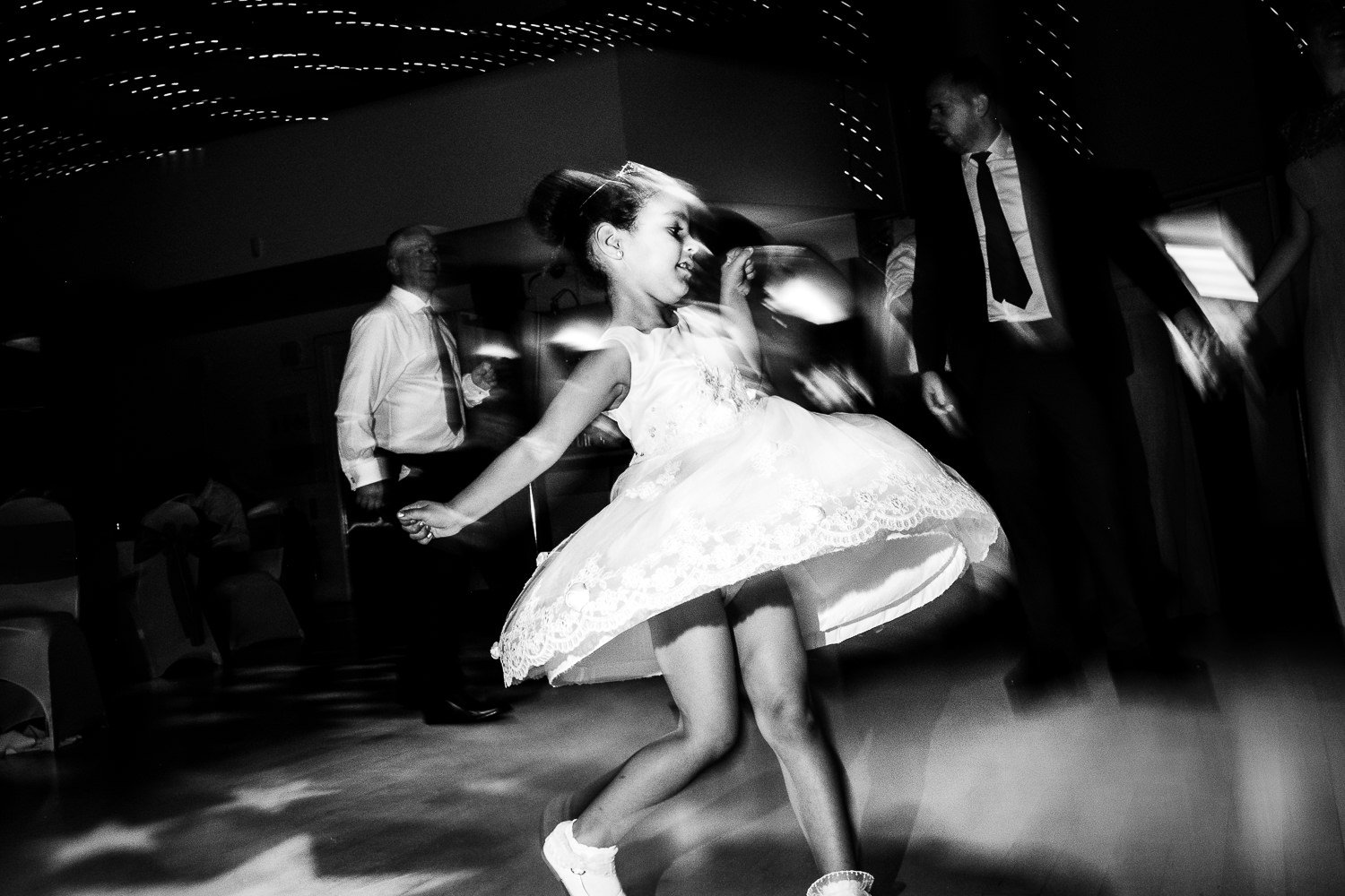 Guest dancing at Lowry Theatre wedding