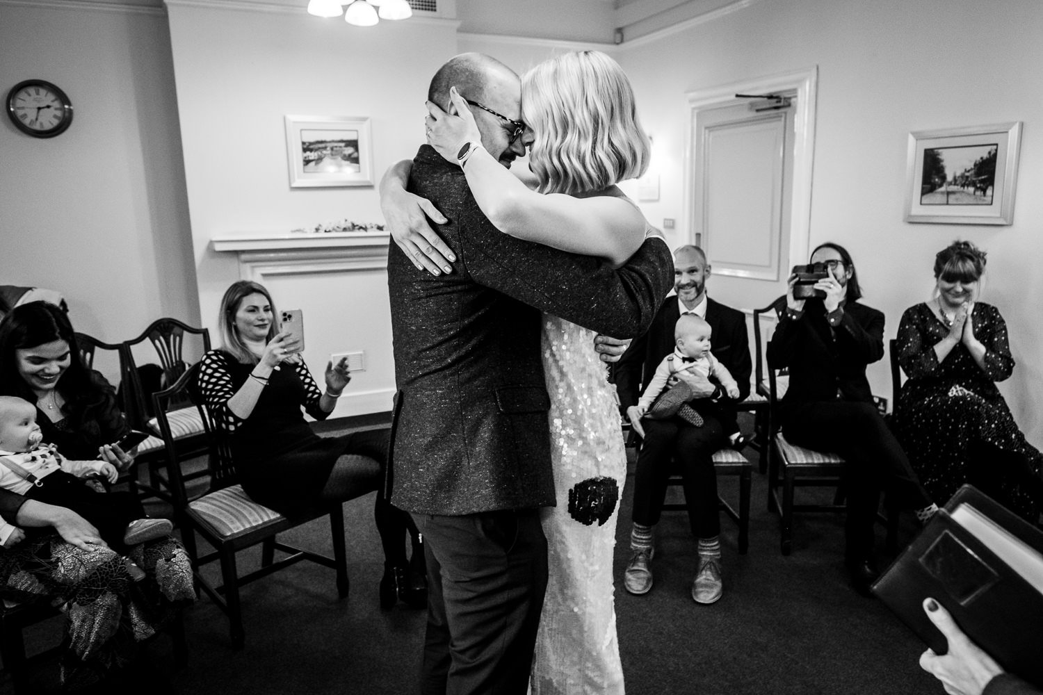 Bride and groom kiss after being declared husband and wife