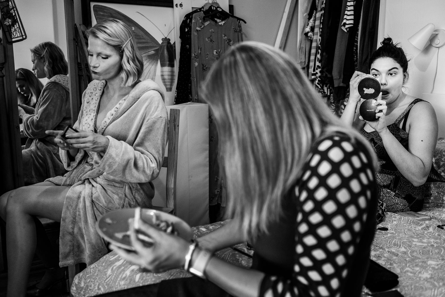 Bride and sisters get ready for the wedding