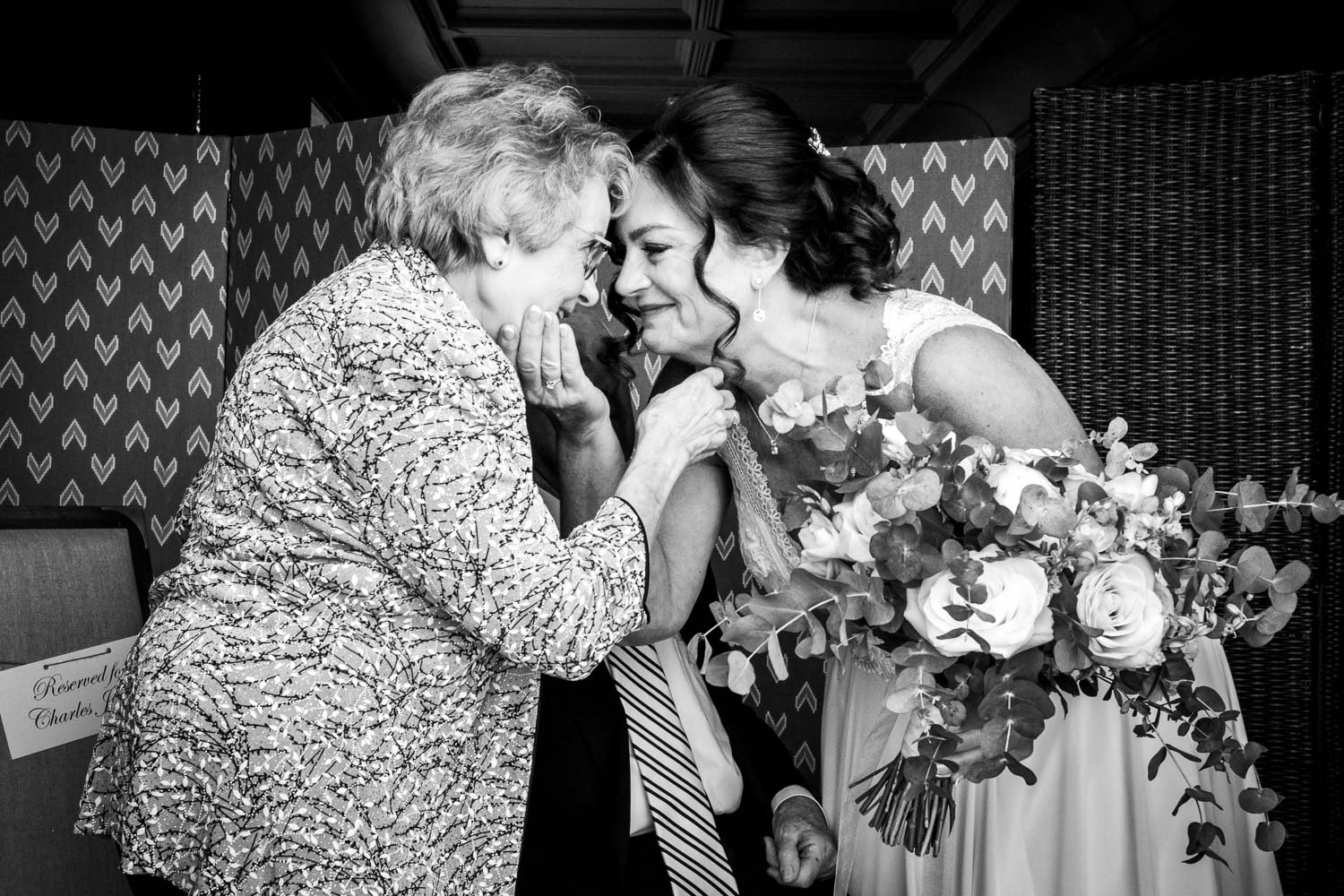 Bride and mother embrace before Grays Court wedding ceremony